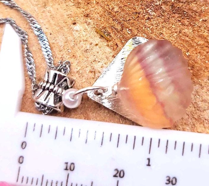 Nature Rainbow Fluorite Shell With Star Pendant Necklace