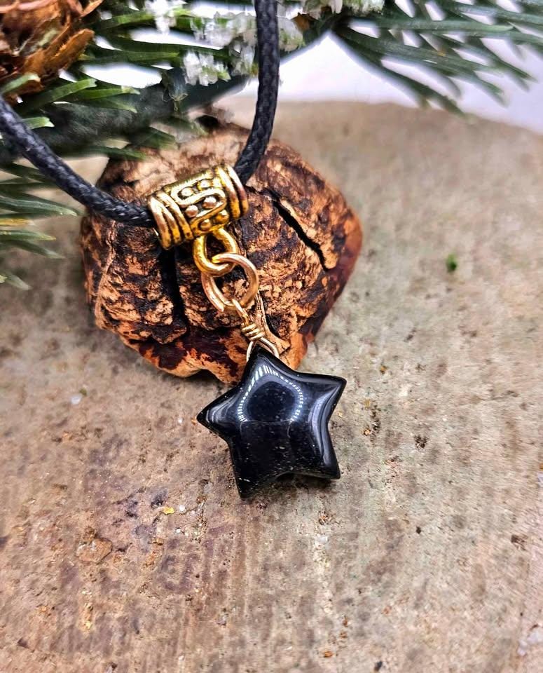 Nature Gold Obsidian Flashy Star Pendant Necklace