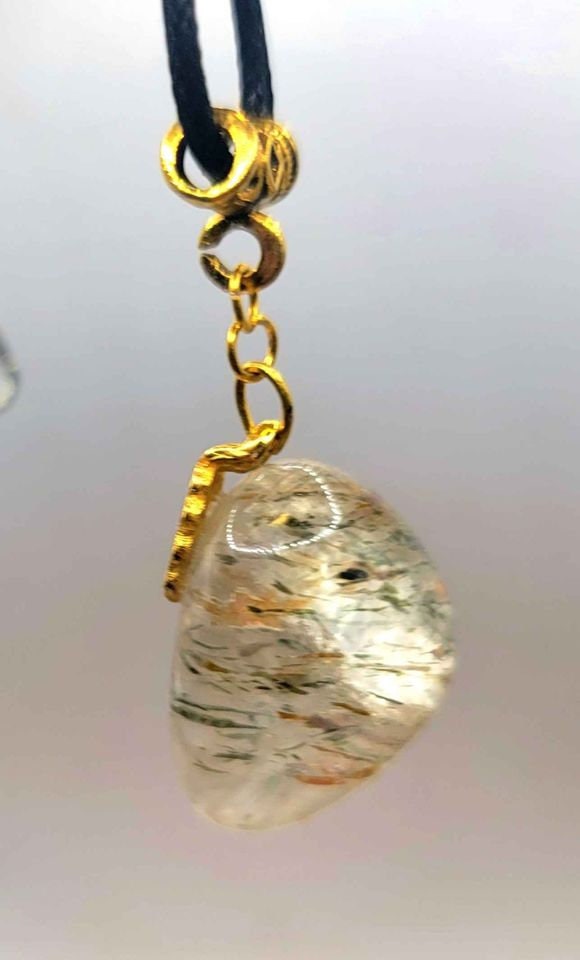 Beautiful Nature Rutilated Big Polished Stone Pendant Necklace