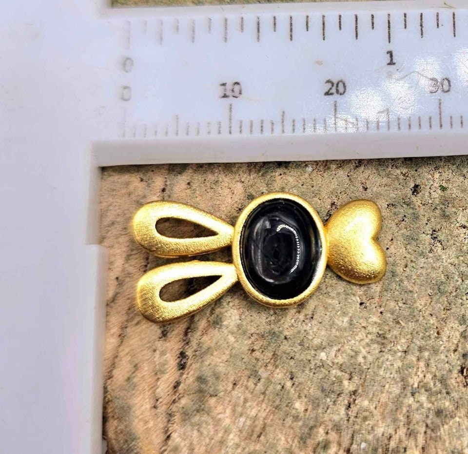 Silver Obsidian Flashy Stone Gold Matte Cute Bunny Pendant Necklace