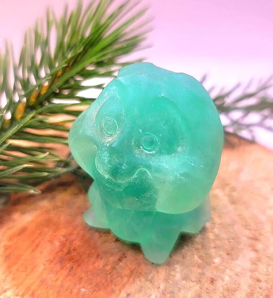 Cheerful Nature Fluorite Hand Carved Big Cheek Rabbit Figure