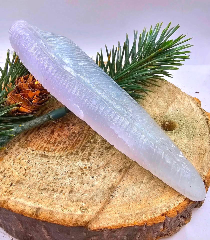 Nature Pink Fluorite Hand Carved 5.5" Long Leaf Decor