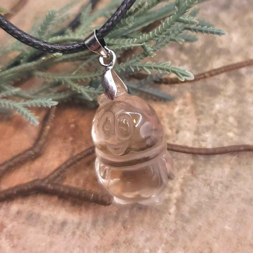 Nature Clear Crystal Hand Carved Penguin Pendant Necklace