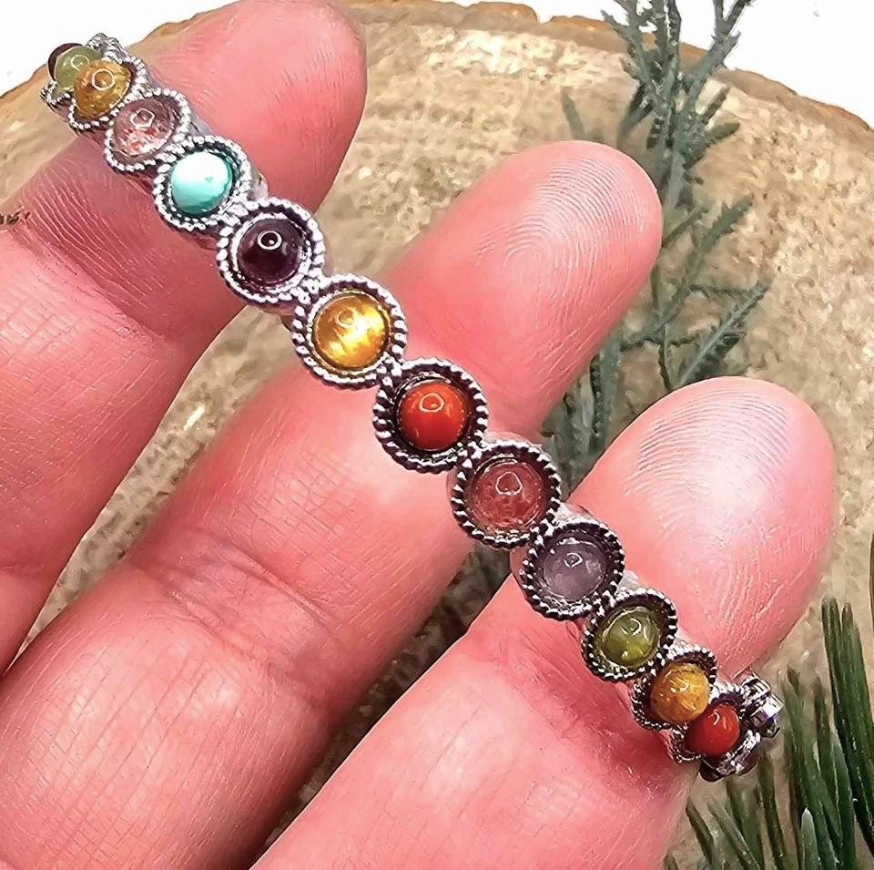 Multi Colors Mixed Nature Crystal Stones e Bangle