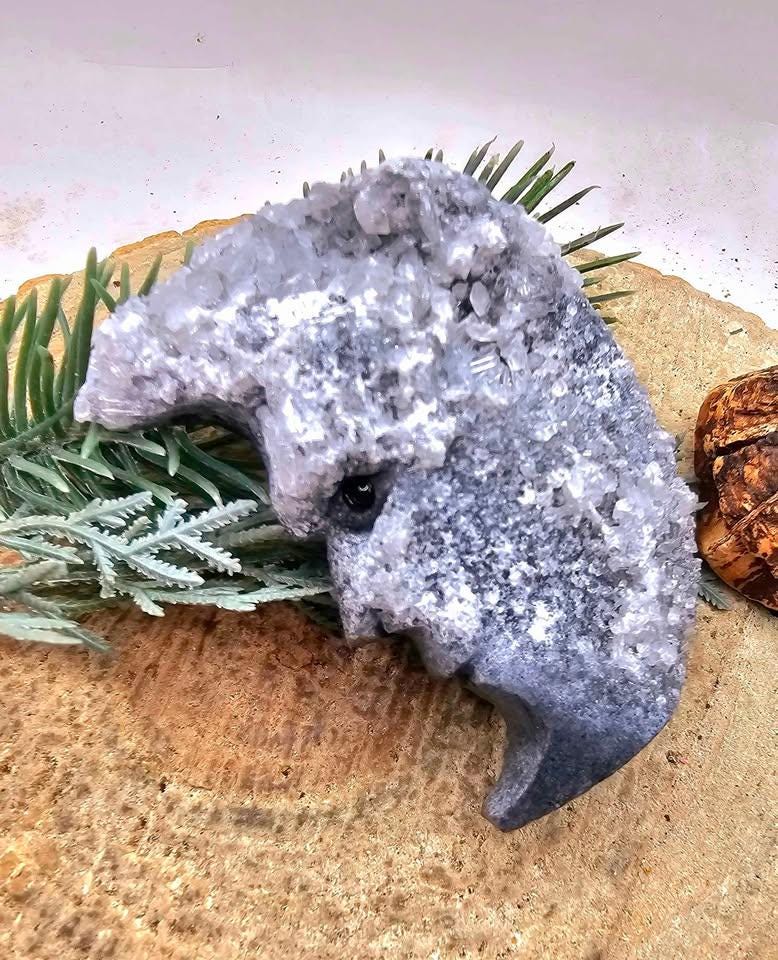 Nature Purple Fluorite Crescent Moon Decor