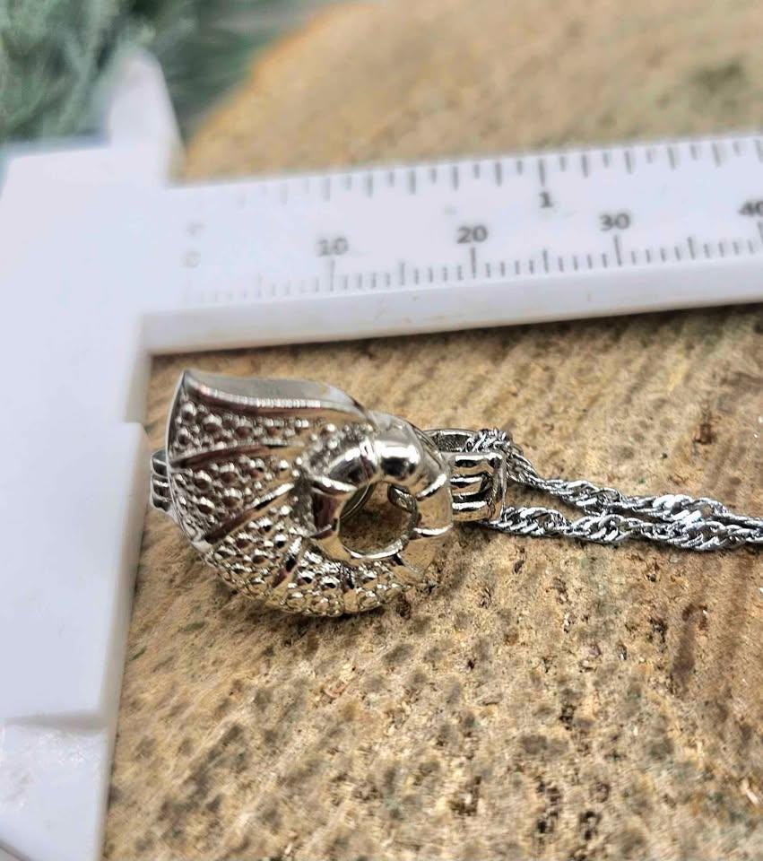 Silver Tone Openable Locket With Crystal Stone Pendant Necklace