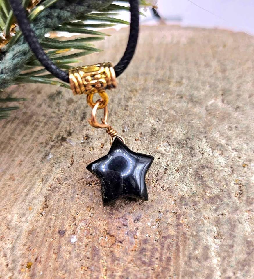 Nature Gold Obsidian Flashy Star Pendant Necklace