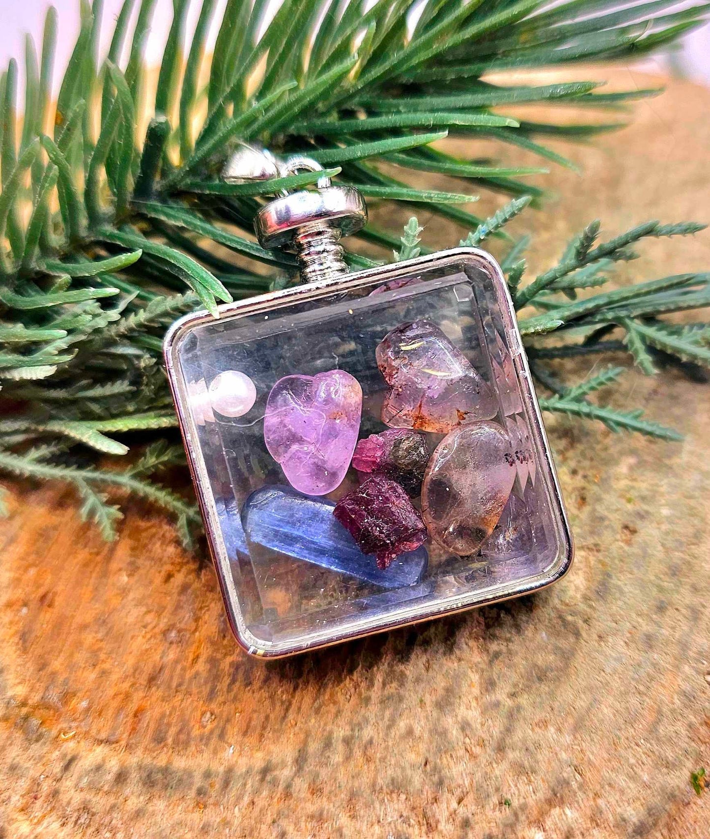 Nature Super Seven Mixed Stone Floating Pendant Necklace