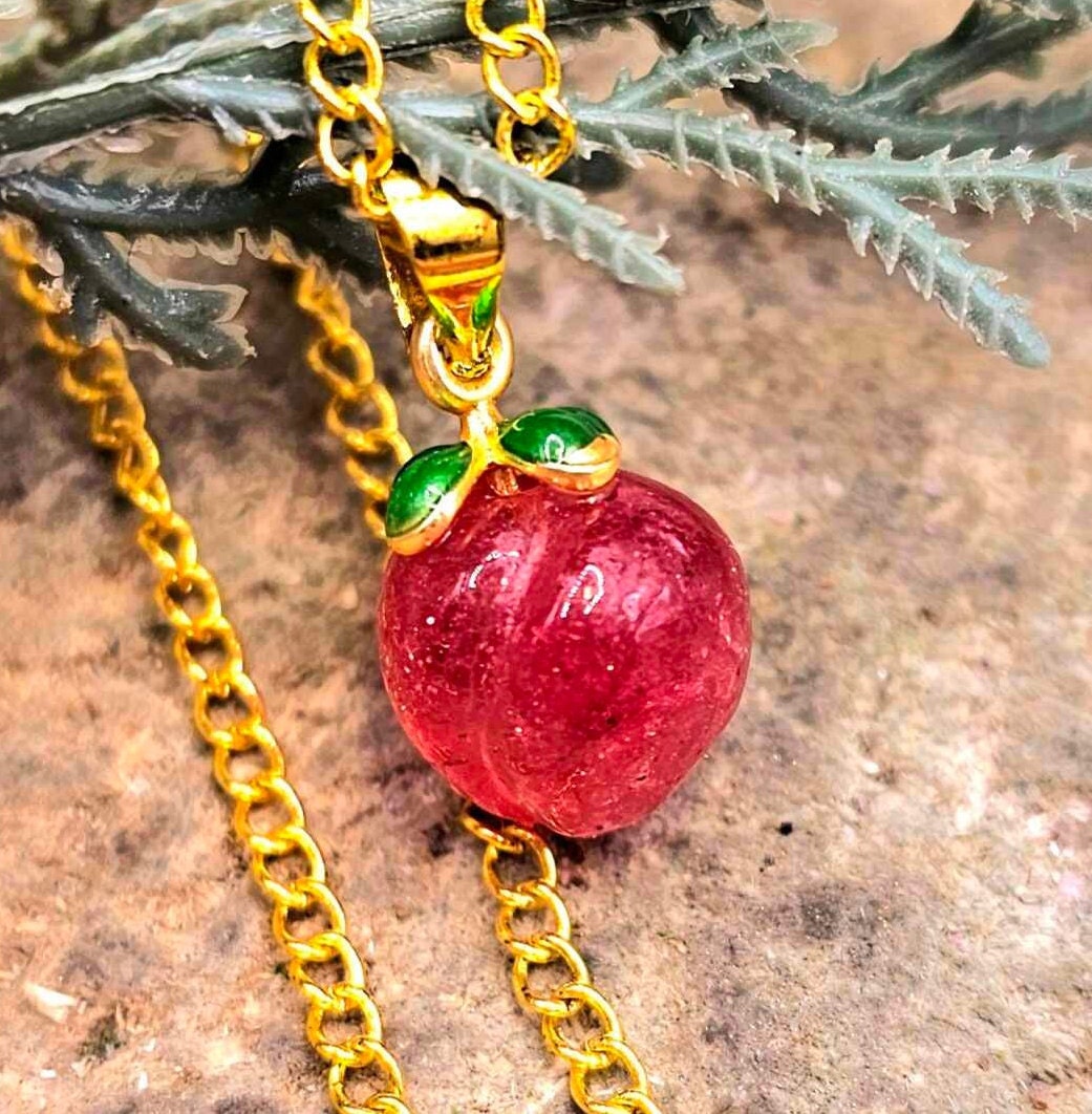 Cute Collection Of Nature Crystal Carved Mini Fruits Pendant Necklaces