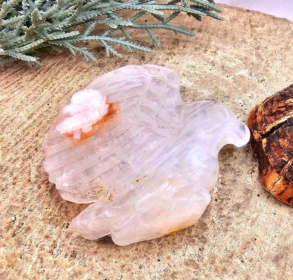 Nature Golden Healer Quartz Carved Flying Eagle Decor Figure
