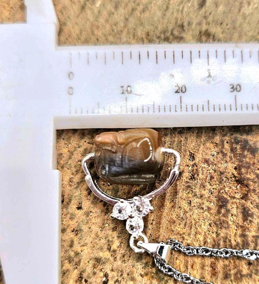 Nature Black Sunstone Hand Carved Flashy Rabbit Pendant Necklace