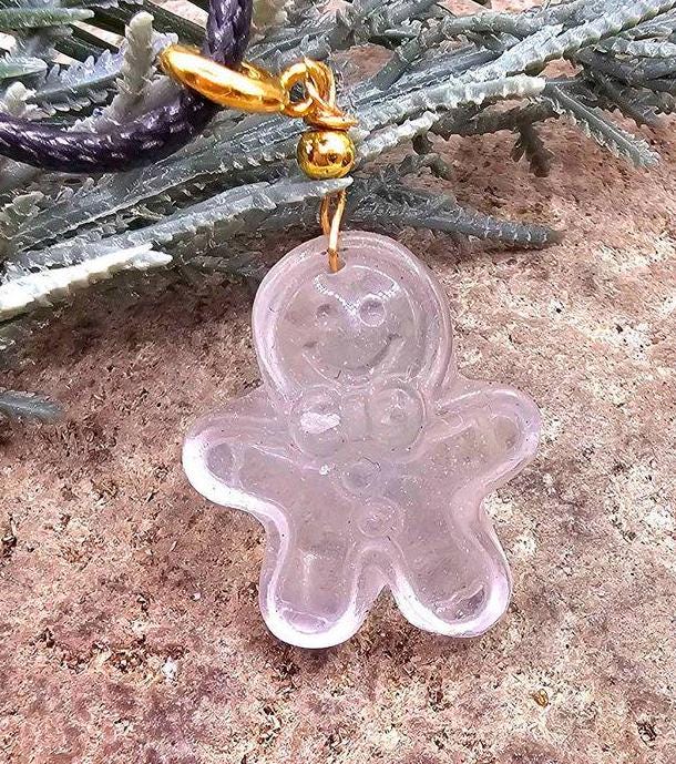 Nature Clear Crystal Carved Gingerbread Pendant Necklace