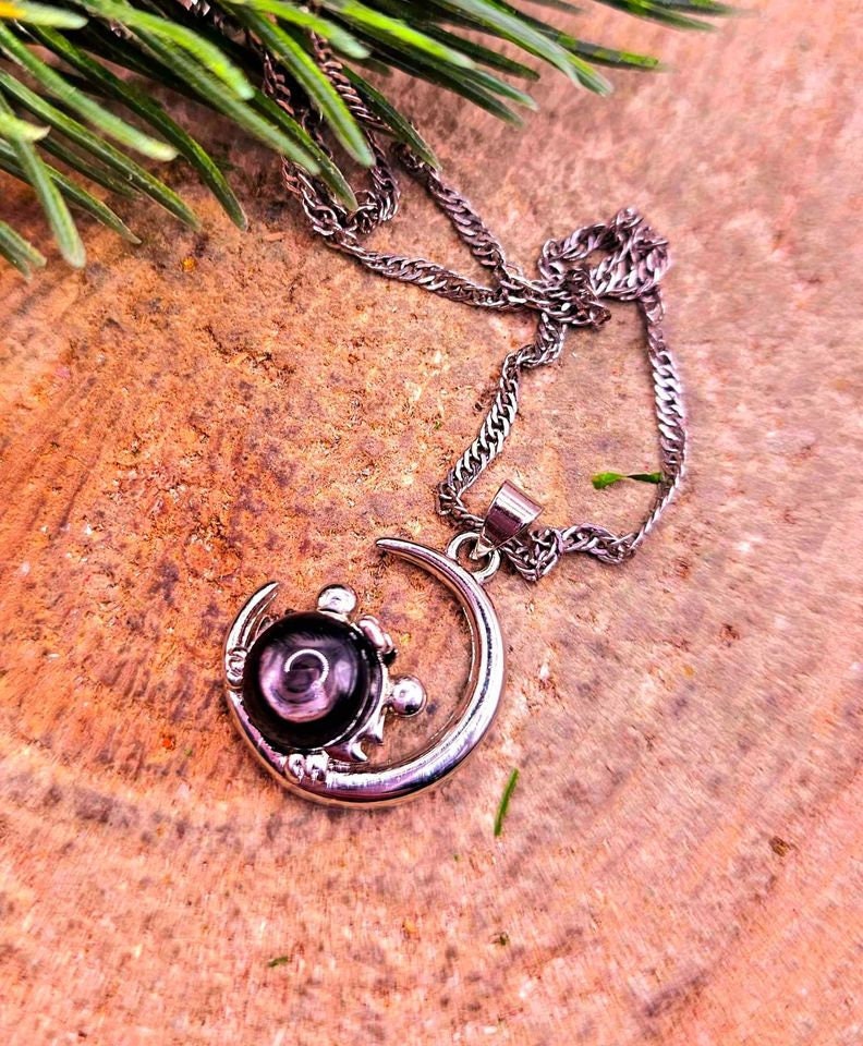 Nature Cat Eye Flash Silver Obsidian Tiger King Pendant Necklace