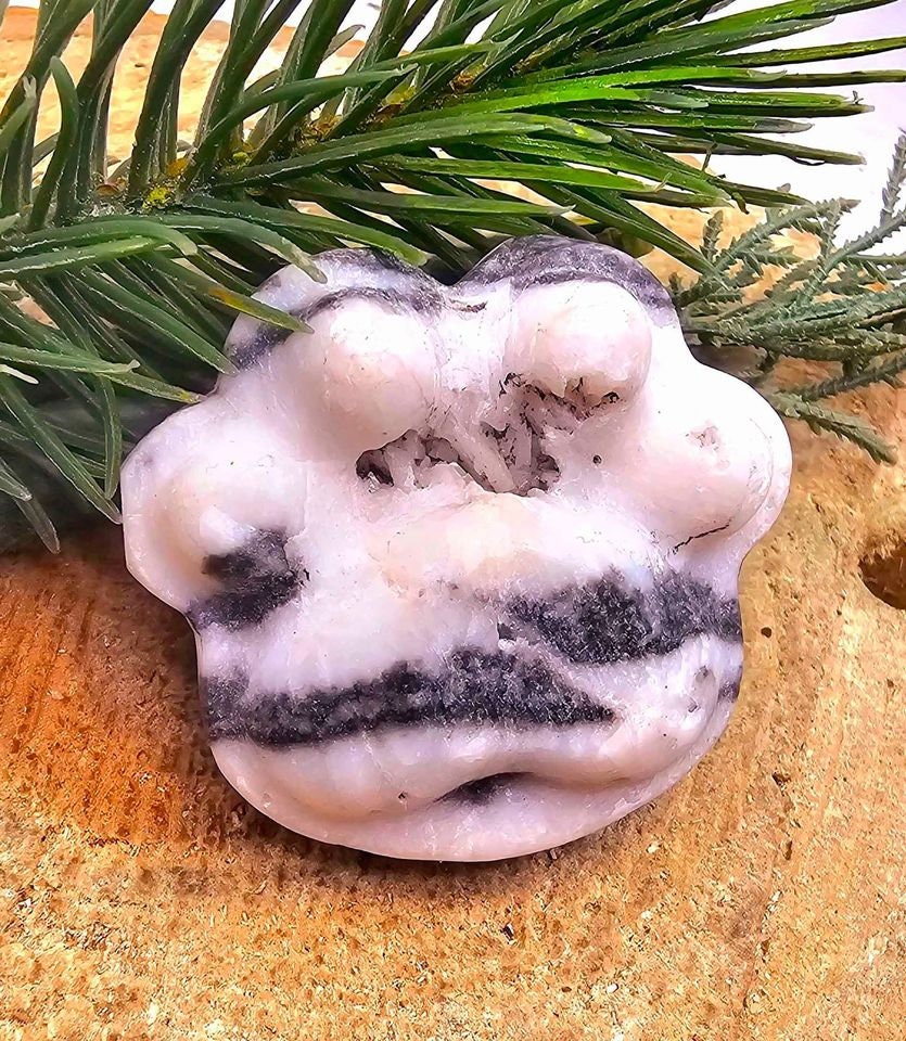 Unique Nature Zebra Stone Druzy Hand Carved Big Paw Decor Palm Stone