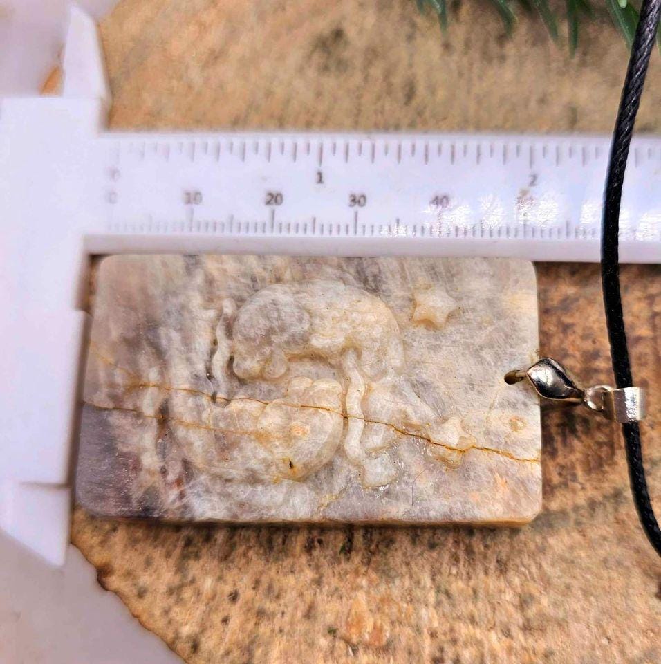 Nature Cream Moonstone Carved Pisces Pendant Necklace