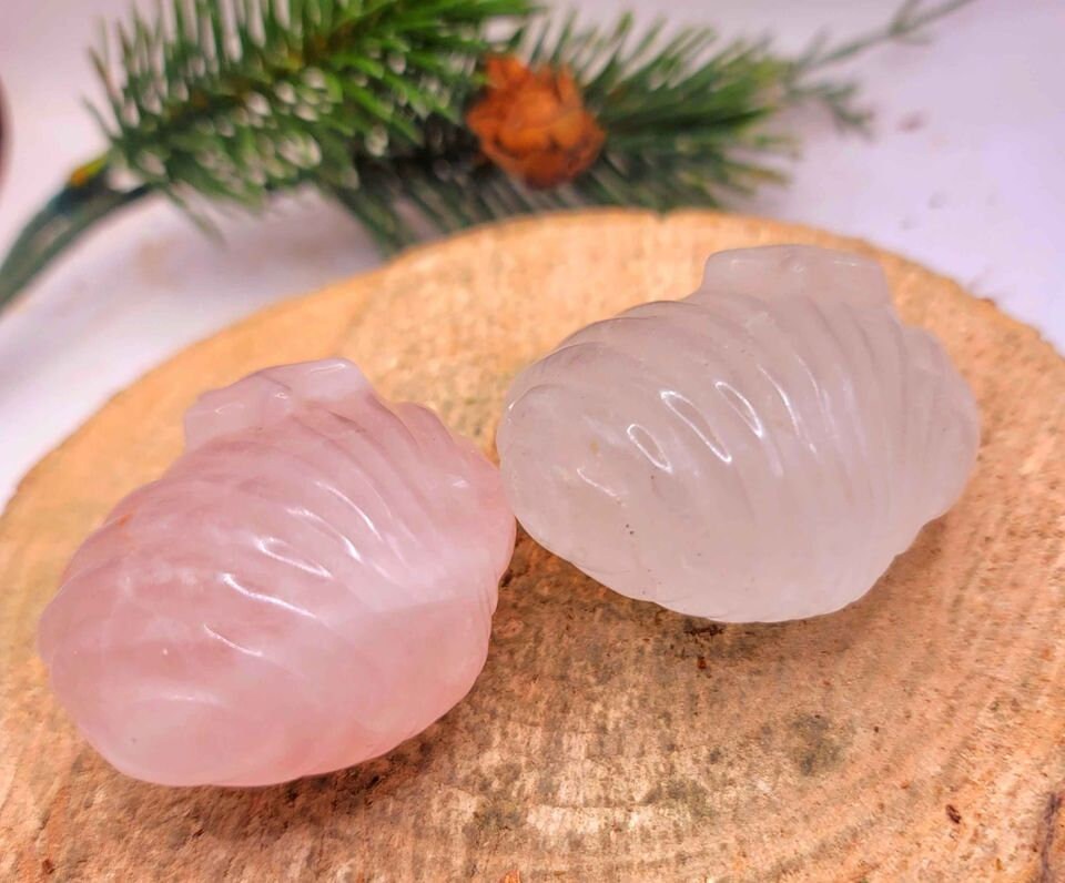 Nature Stone Hand Carved Big Seashell With Stars Figure
