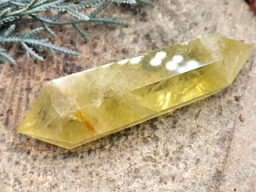 Beautiful Heated Citrine Crystal Double Tips Wand Point