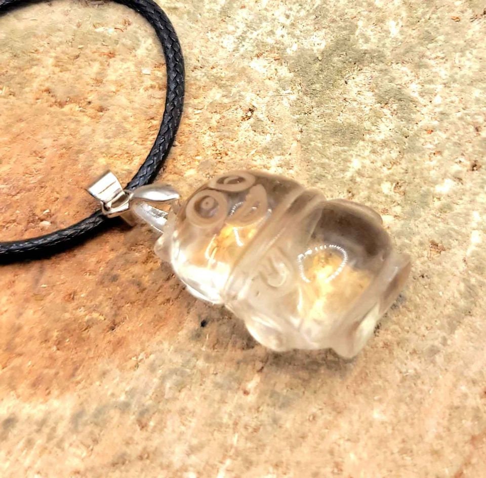 Nature Clear Crystal Hand Carved Penguin Pendant Necklace
