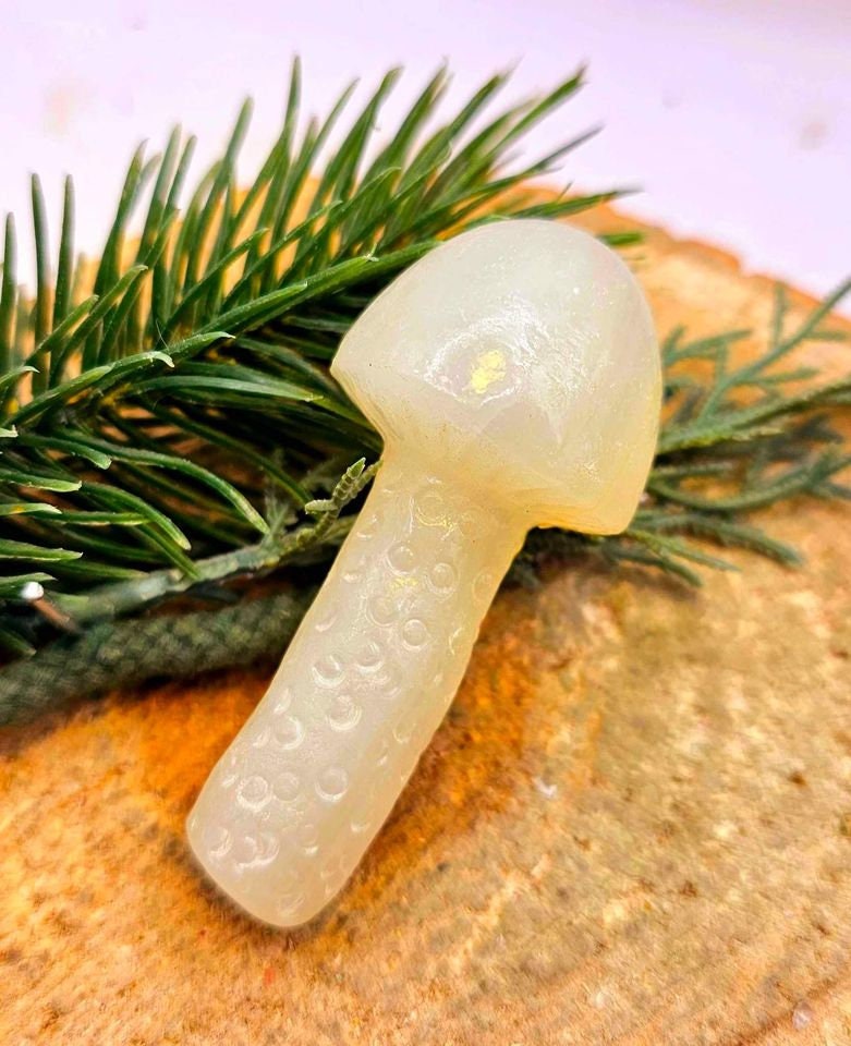 Rare Nature Agate Hand Carved 2.8" Big Mushroom Figure