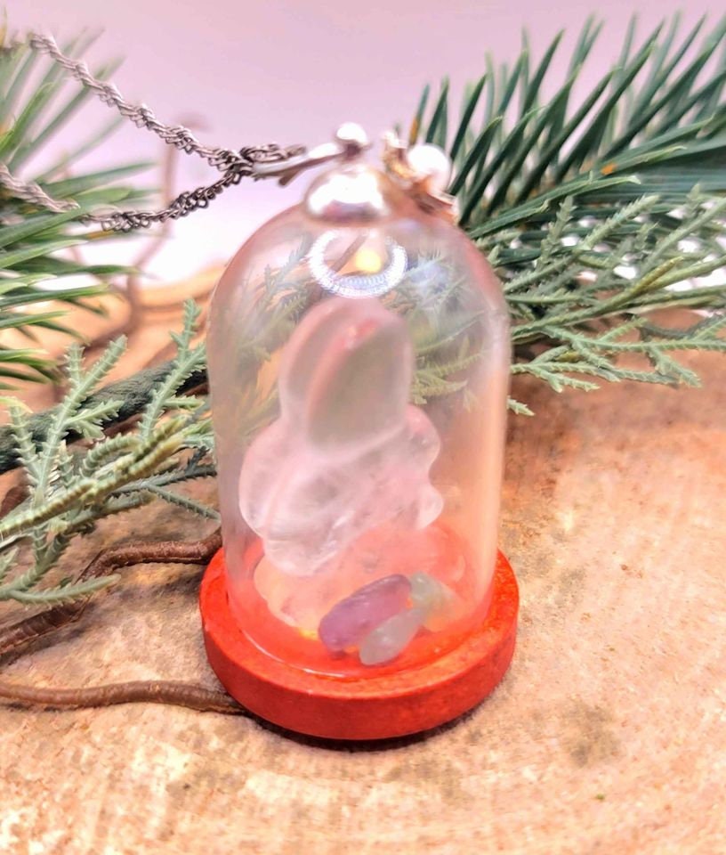 Beautiful Nature Clear Quartz Fairy Inside A Jar Pendant Necklace
