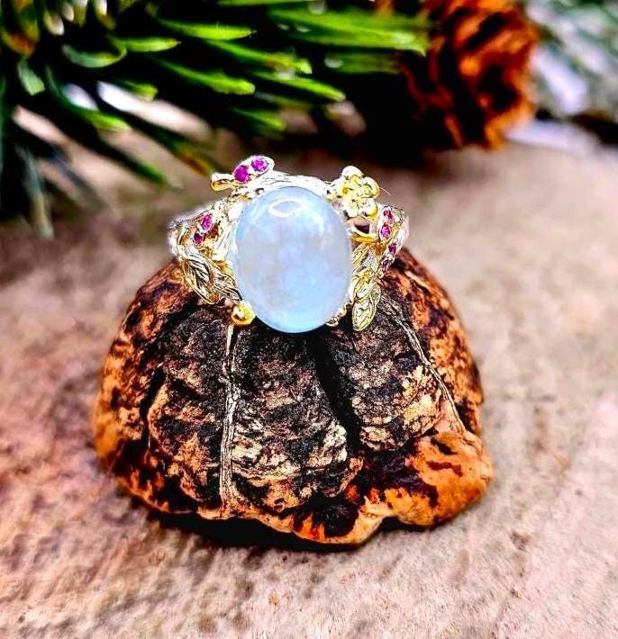 Nature Morganite Stone Adjustable Ring