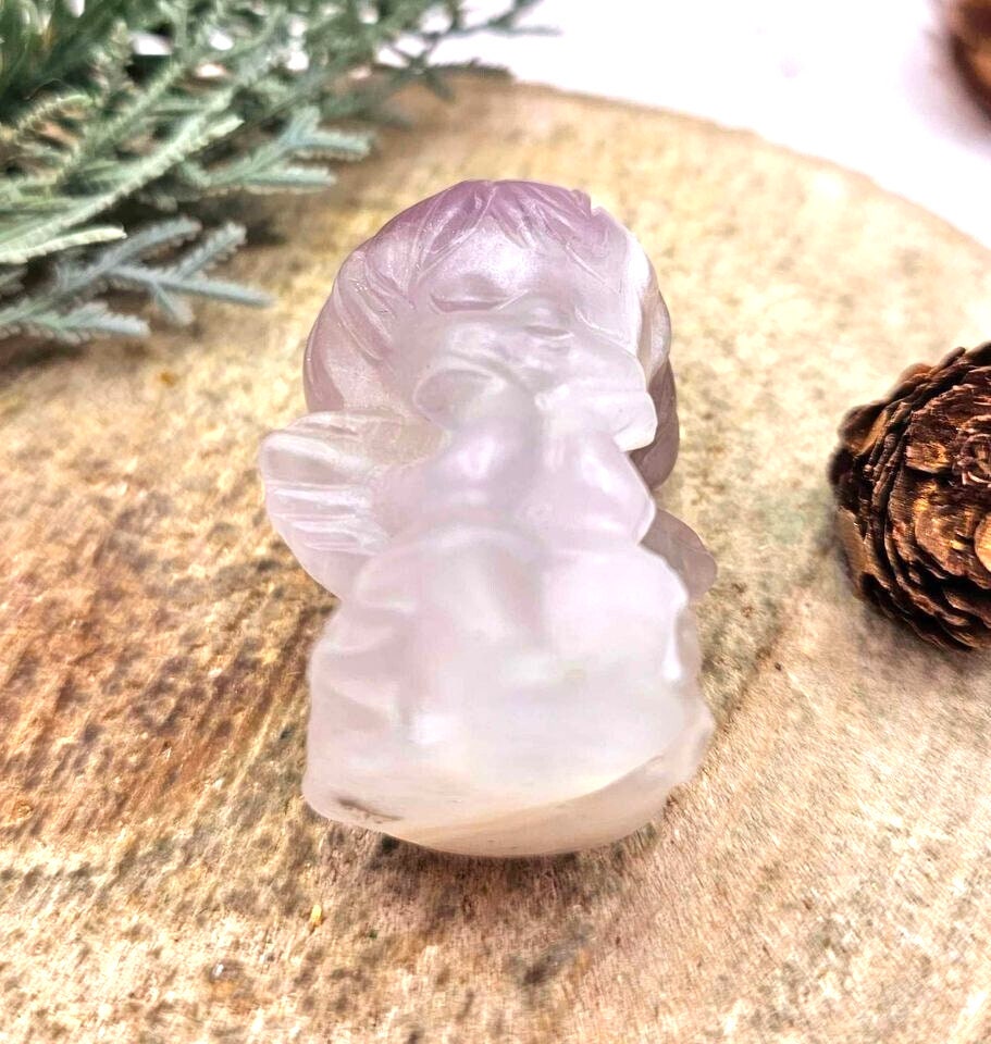 Adorable Nature Flashy Moonstone Hand Carved Mermaid Sleeping On Moon Pendant Necklace