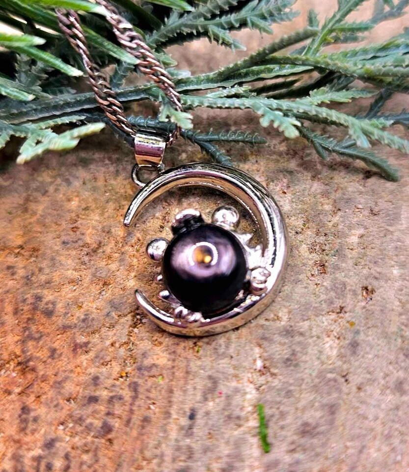 Nature Cat Eye Flash Silver Obsidian Tiger King Pendant Necklace
