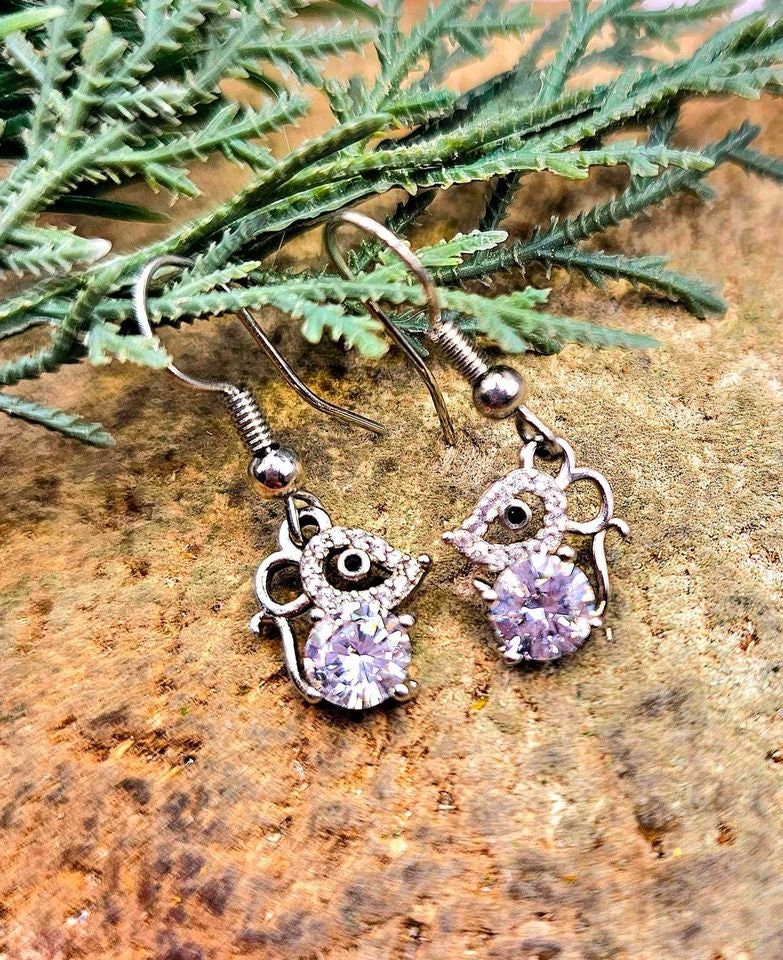 Cute Mouse 2.8ct Moissanite Diamond S925 Dangle Earring