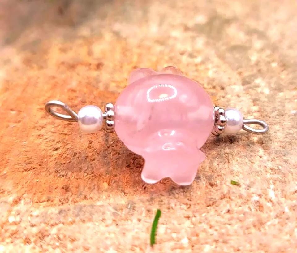 Nature Rose Quartz Carved Melody Pendant Necklace
