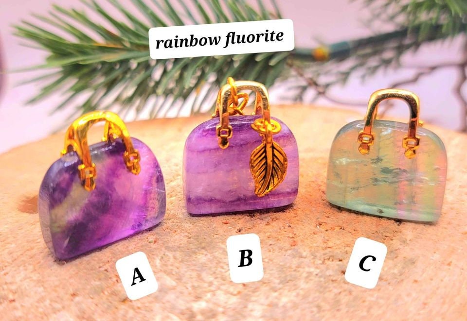 Beautiful Nature Crystal Stone Handbag Pendant Necklace