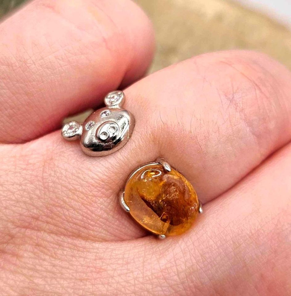 Nature Golden Healer Cute Pig Open Ring