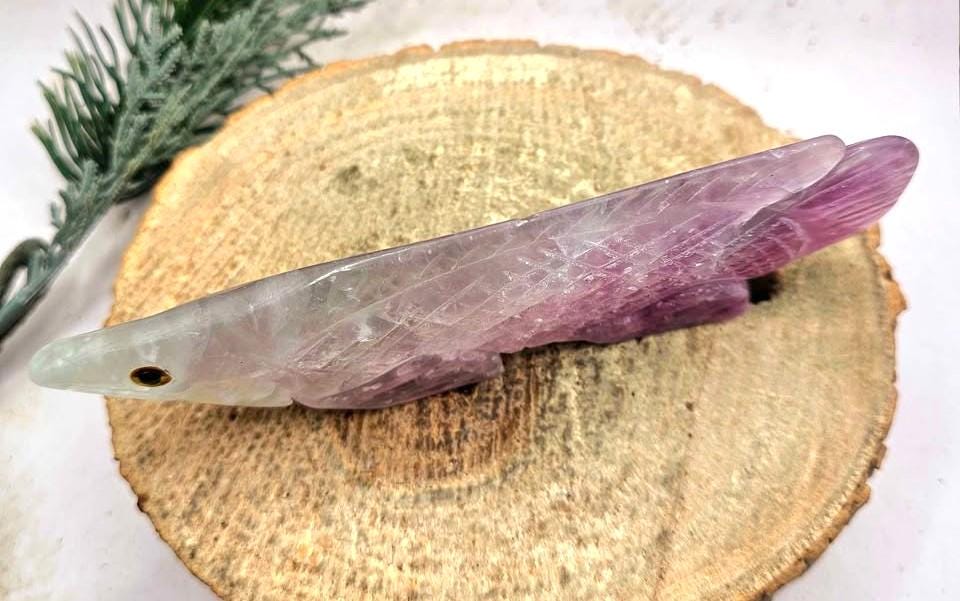 Rare Nature Fluorite Hand Carved 5.5" Fish Figure