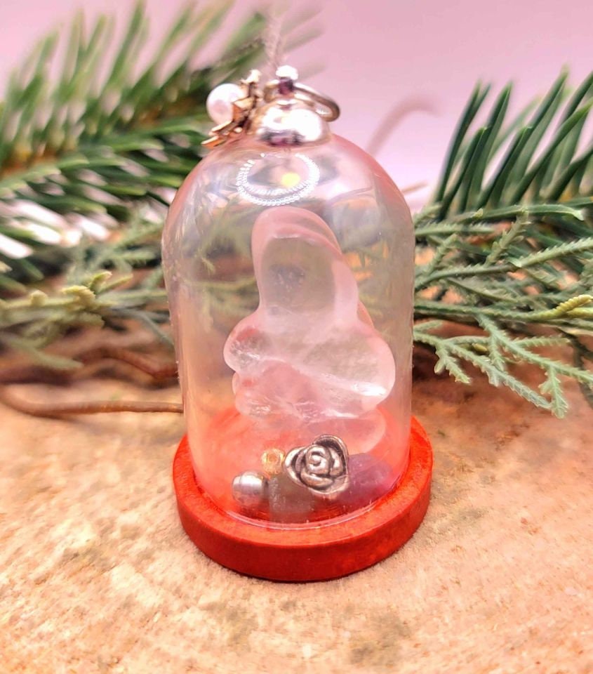 Beautiful Nature Clear Quartz Fairy Inside A Jar Pendant Necklace