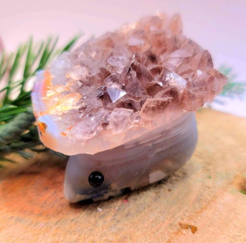 Adorable Nature Smoky Cluster Hand Carved Druzy Mouse Decor Figure