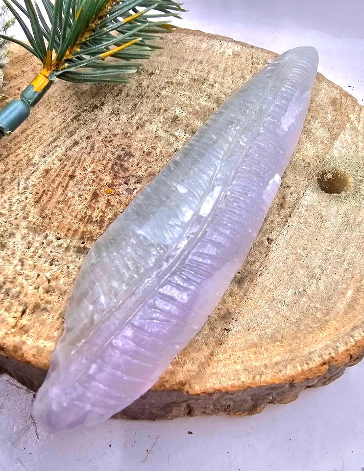 Nature Pink Fluorite Hand Carved 5.5" Long Leaf Decor