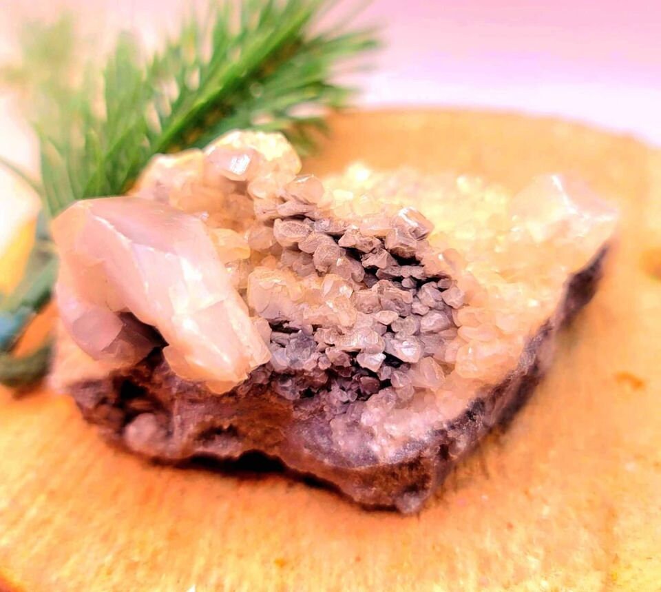 Beautiful Transparent Golden Yellow Mercedes Calcite Crystal Cluster