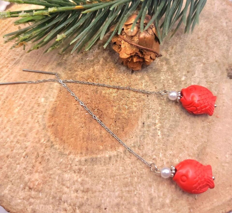Nature Crystal Stones Hand Carved Dangle Earrings