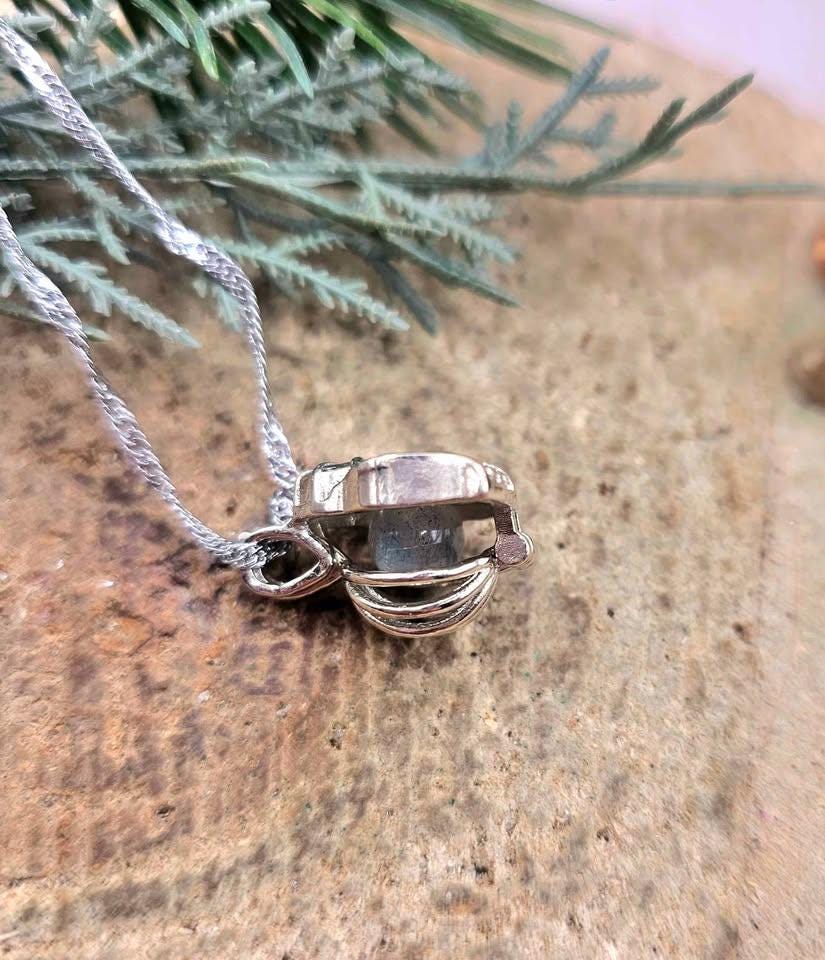 Silver Tone Openable Locket With Crystal Stone Pendant Necklace