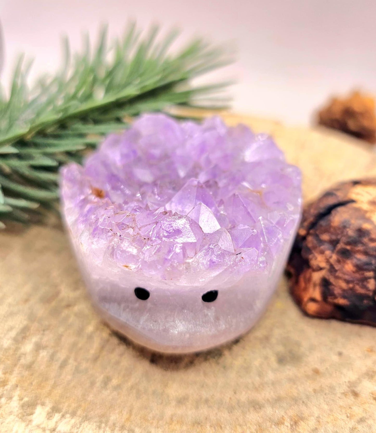 Nature Amethyst Agate Hand Carved CuteHedgehog Decor Figure