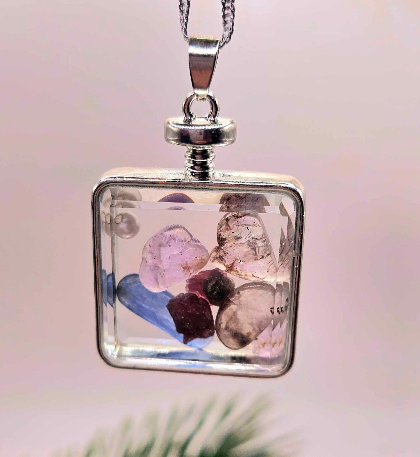 Nature Super Seven Mixed Stone Floating Pendant Necklace