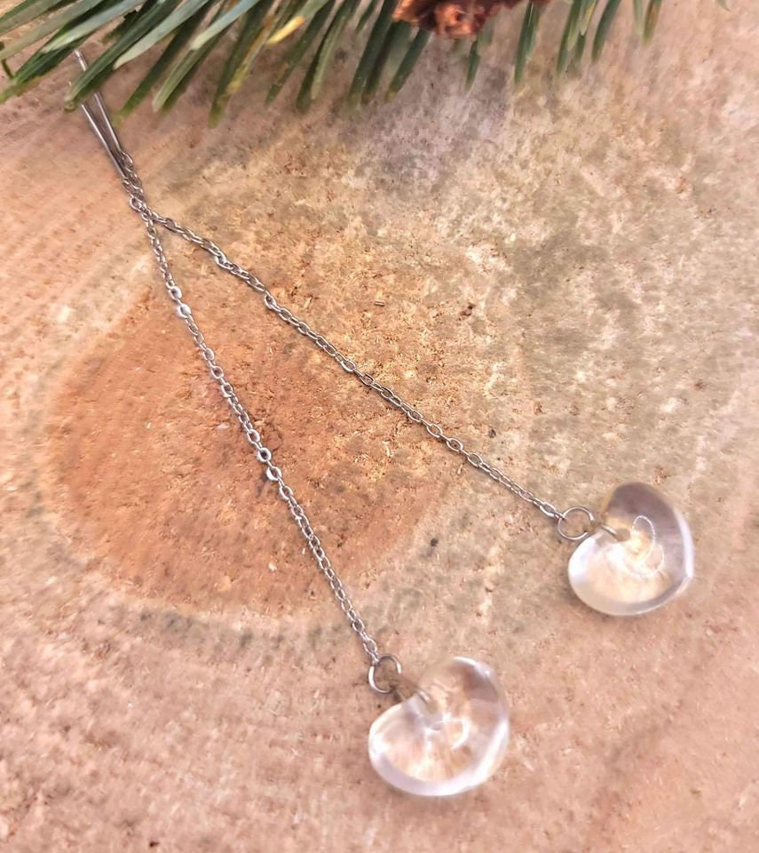 Nature Crystal Stones Hand Carved Dangle Earrings