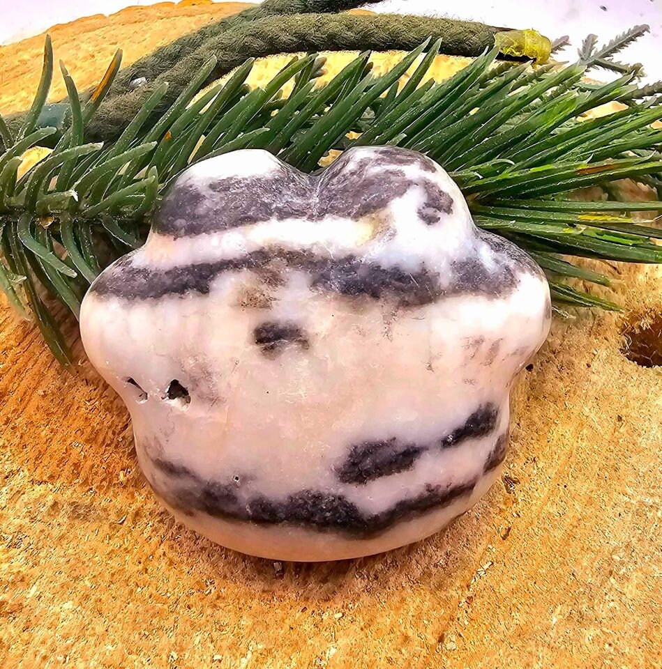 Unique Nature Zebra Stone Druzy Hand Carved Big Paw Decor Palm Stone
