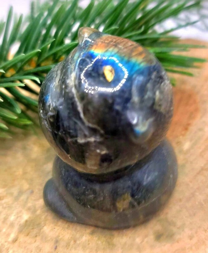 Nature Stone Hand Carved Cute Cat Decor Figure