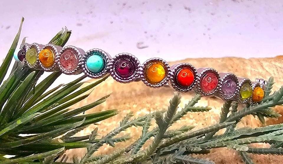 Multi Colors Mixed Nature Crystal Stones e Bangle