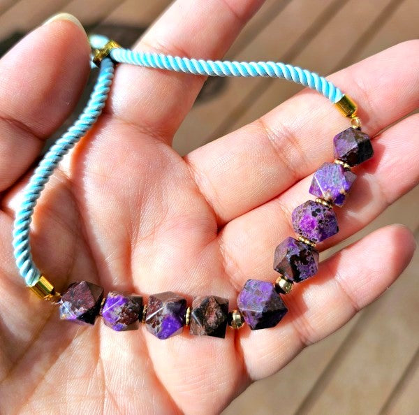 Sugilite faceted beads detail — My Aura Gemstones