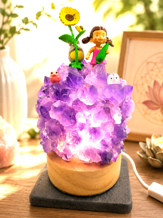 Natural amethyst crystal points Totoro night light crystal home decor — My Aura Gemstones