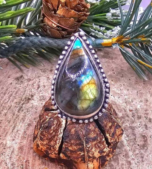 Nature Labradorite Flashy 925 Stamped Ring