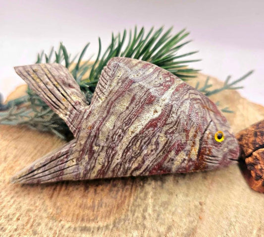 Nature Dragon Blood Stone Hand Carved 4" Big Fish Figure