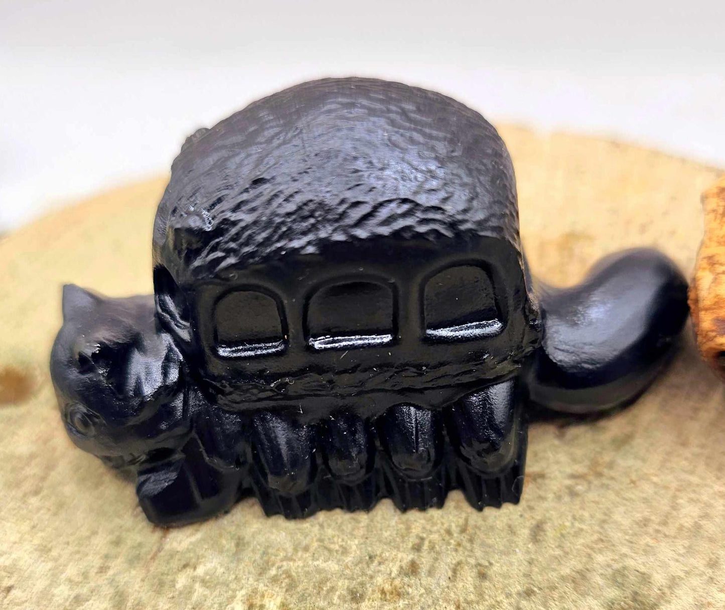 Nature Obsidian Hand Carved Totoro Decor Figure