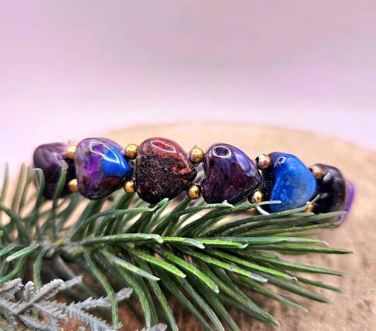 Rare Nature Mixed Colors Sugilite Heart Beads Bracelet